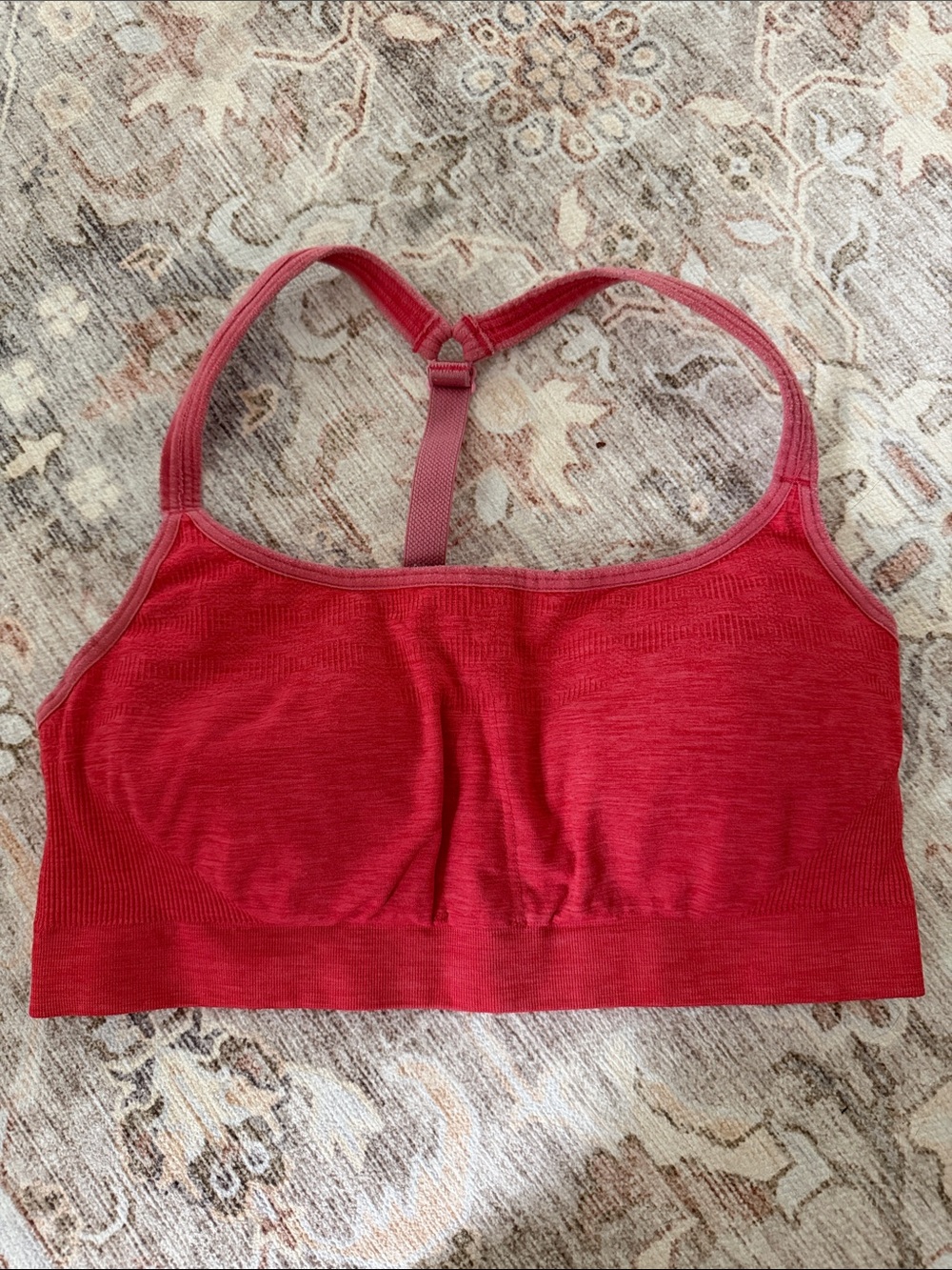 Athleta Pink/Red Seamless Racerback Sports Bra